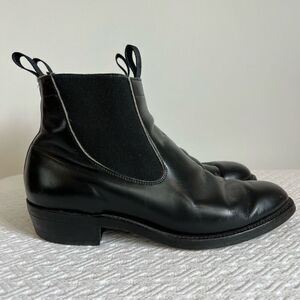 Vintage Boulet Leather Black Dress Cowboy Boots Slip Ons Almond Toe Men’s 9.5